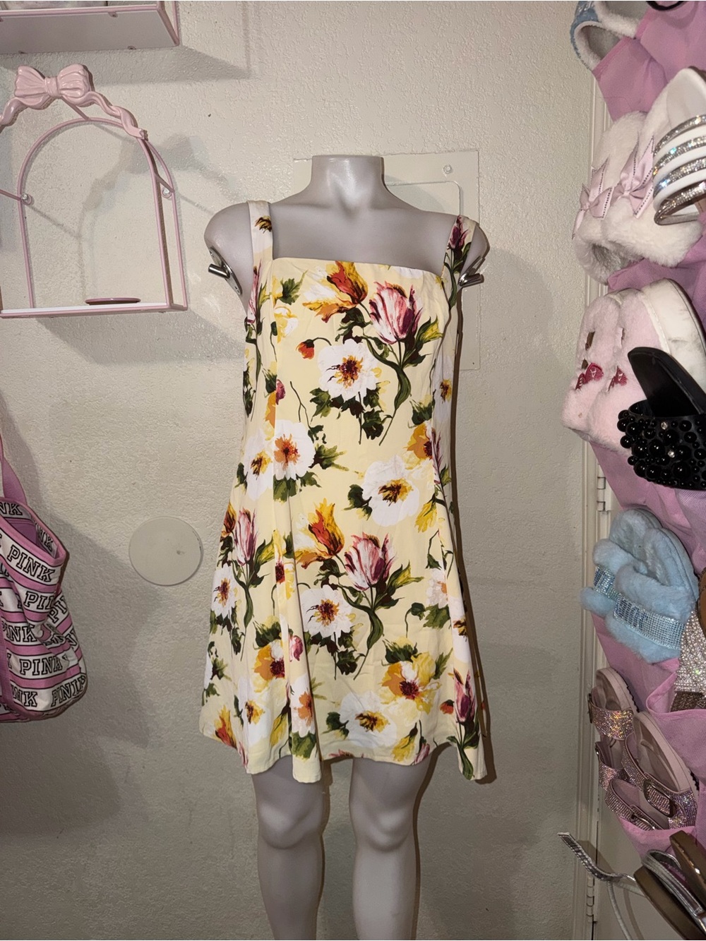 Abercrombie & Fitch Cream Floral Sundress with Pink and Yellow Blooms
